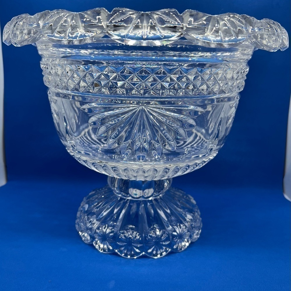Vintage Lead Crystal Pedestal Glass Bowl Centerpiece